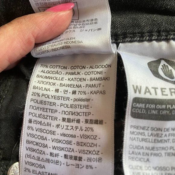 Levis Womens 721 High Rise Skinny Jeans Size 28 Black Distressed Grunge Goth - Picture 8 of 12